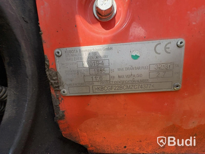 Minigrävare Kubota KX019-4, 2021, 1455 tim