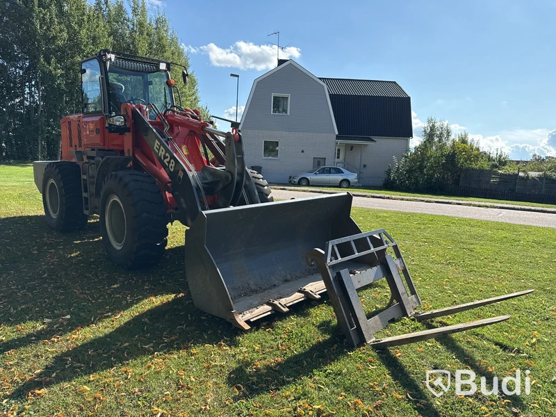 Hjullastare Everun ER28 med skopa och gafflar, -2021, endast 47-timmar
