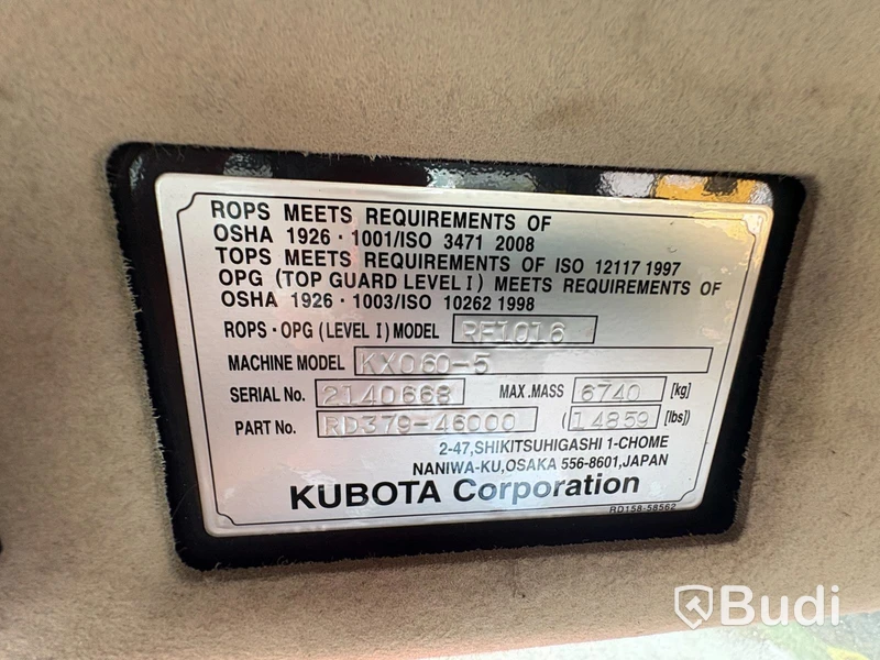 Grävmaskin Kubota KX060-5, 2021, 3068 tim