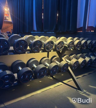 Hantlar på ställning från 10kg till 32,5 kg komplett set