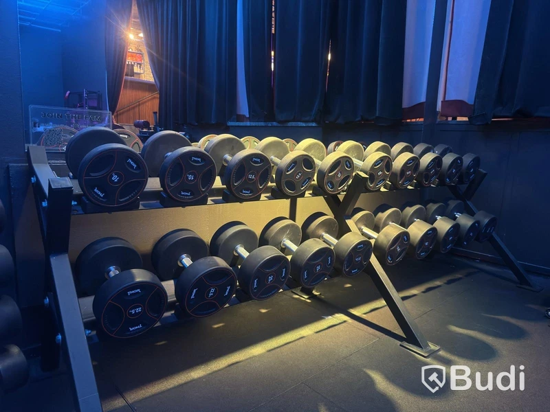 Hantlar på ställning från 10kg till 32,5 kg komplett set