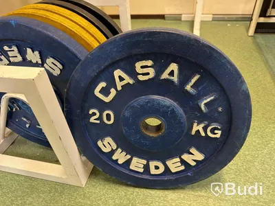 Gym equipment – Rack, bench, barbell, 110 kg of weights, etc.