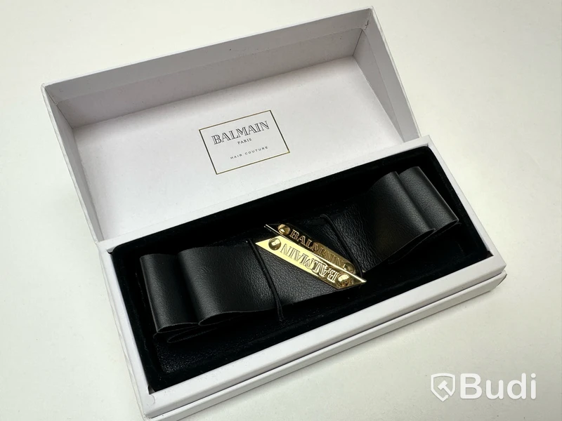 Hårband i läder med 14k guldpläterade detaljer Balmain Paris