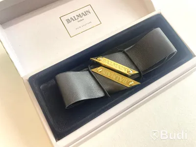Hårband i läder Balmain Paris, med 14k guldpläterade detaljer