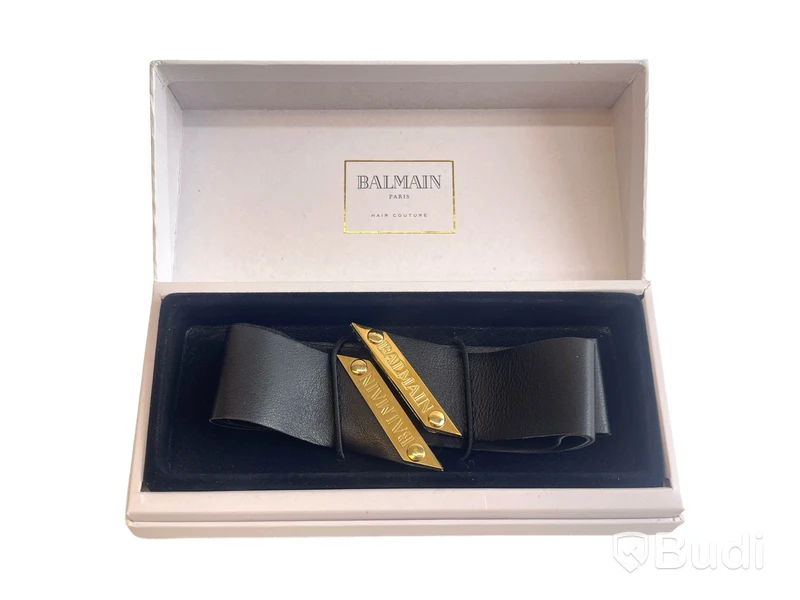 Hårband i läder Balmain Paris, med 14k guldpläterade detaljer