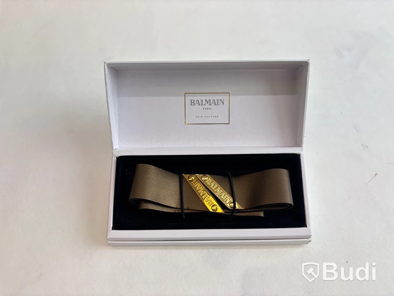 Hårband i läder Balmain Paris, med 14k guldpläterade detaljer,