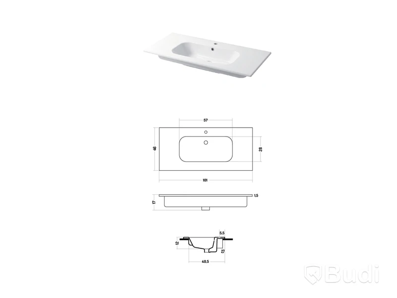 Tvättställ Disegno Ceramica, Qubo Square 101 P46 Castoro