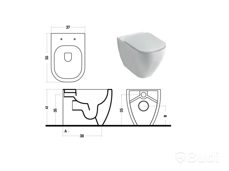 Toalett Disegno Ceramica. Forever 55 Floor Standing WC, Sabia