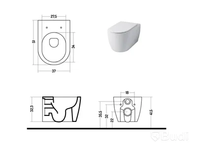 (NEW) Disegno Ceramica Skip 50 Toilet, Matte White