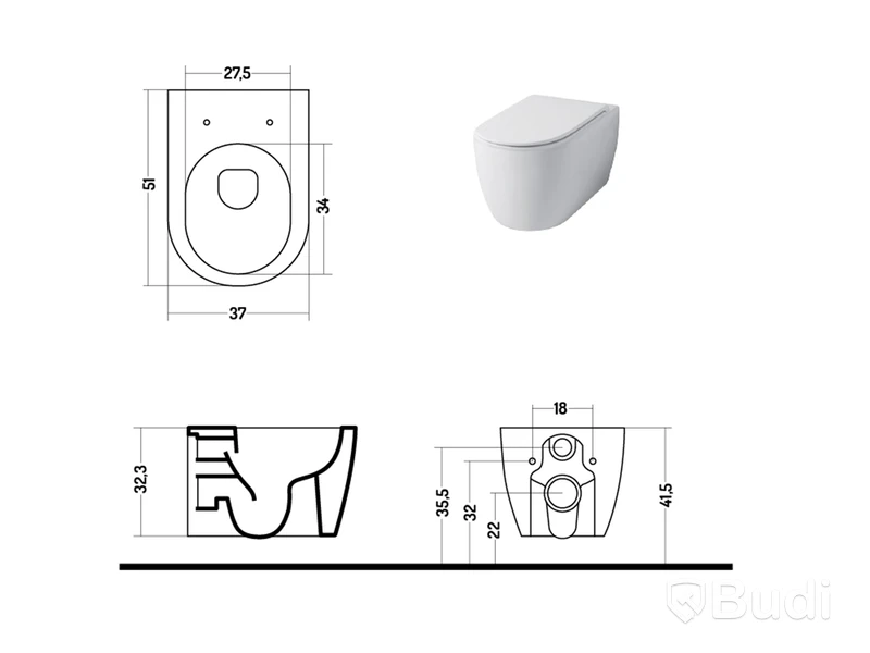 (NEW) Disegno Ceramica Skip 50 Toilet, Matte White