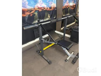 Skivstångsställning med skivstång och styrkebänk Leike