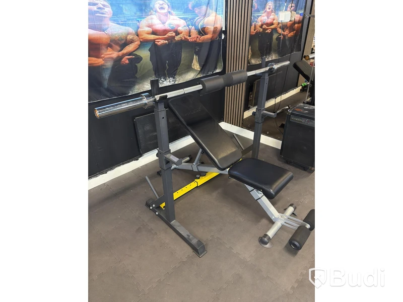 Skivstångsställning med skivstång och styrkebänk Leike