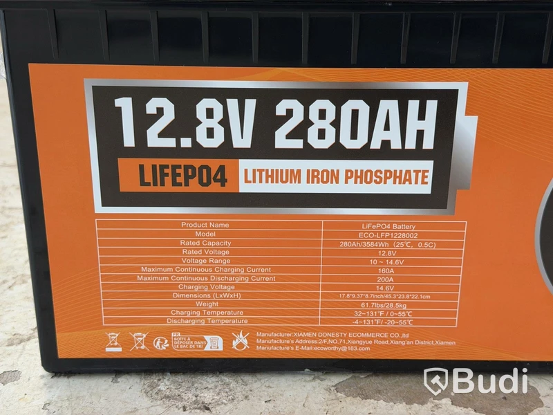 Batteri, ECO-WORTHY LiFePO4, 12.8 V 280 Ah