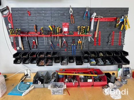 Tool board with assorted hand tools