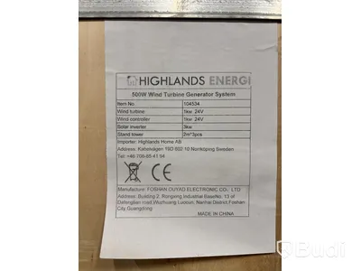 Vindkraftsanläggning 500 W för hemmabruk