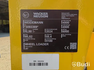 Wacker Neuson WL52 wheel loader, 2024 (248 hours), with plow and sand spreader