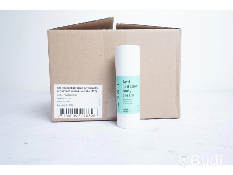 Hudkräm OPARFYMERAD Itchy, Anti-irritation body cream, för torr hud och Irriterad hud. 8 st. kartonger á 42 st. Totalt ord. pris inkl. moms: ca 80.000