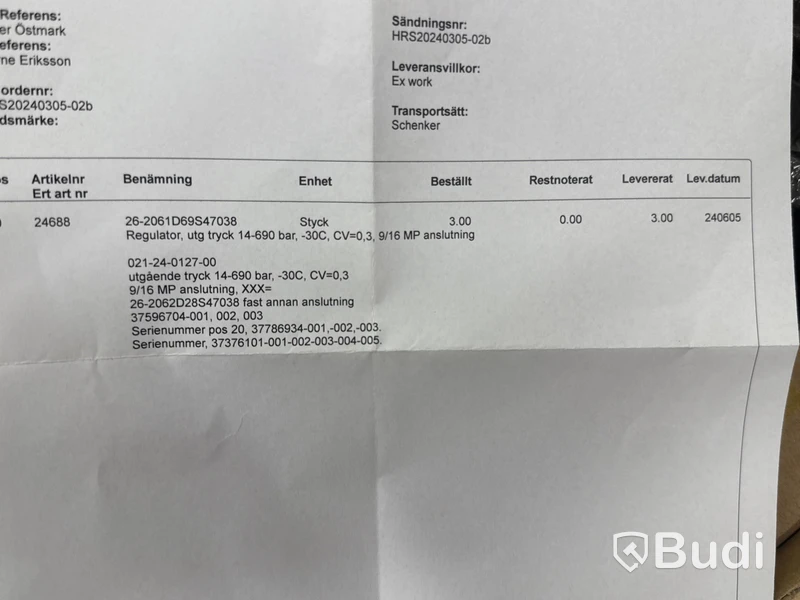 Parti reservdelar & tillbehör till vätgastankstationer / Assorted spare parts and accessories for hydrogen refueling stations