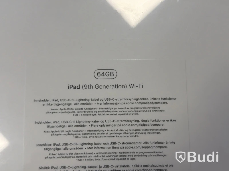 iPad 9:e generation, Wi-Fi, 64 GB (oanvänd)