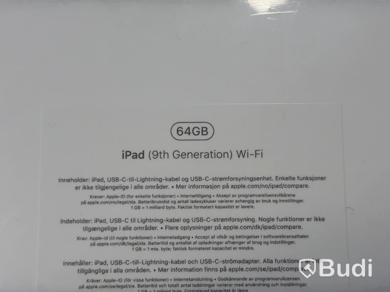 iPad, Apple, 9:e generation, 64 GB, Space Gray