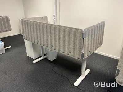 Höj- och sänkbart skrivbord med skärmväggar, IKEA