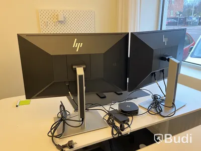 2 st skärmar 27", HP E27 G4 samt dockstation HP DisplayLink 4K-dock