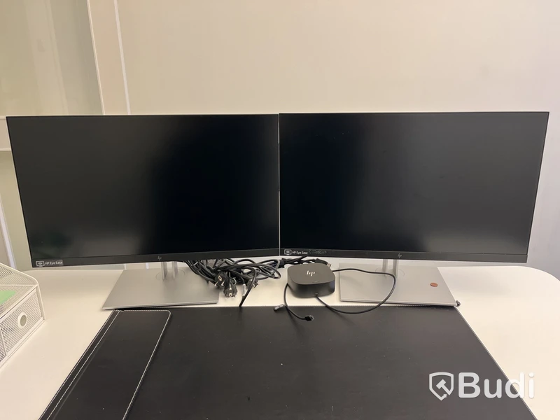 2 st skärmar 27", HP E27 G4 Eye Ease samt dockningsstation HP