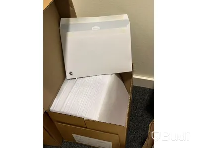 Samling kontors och förbrukningsmaterial, Leitz laminator, papper, kuvert m.m.
