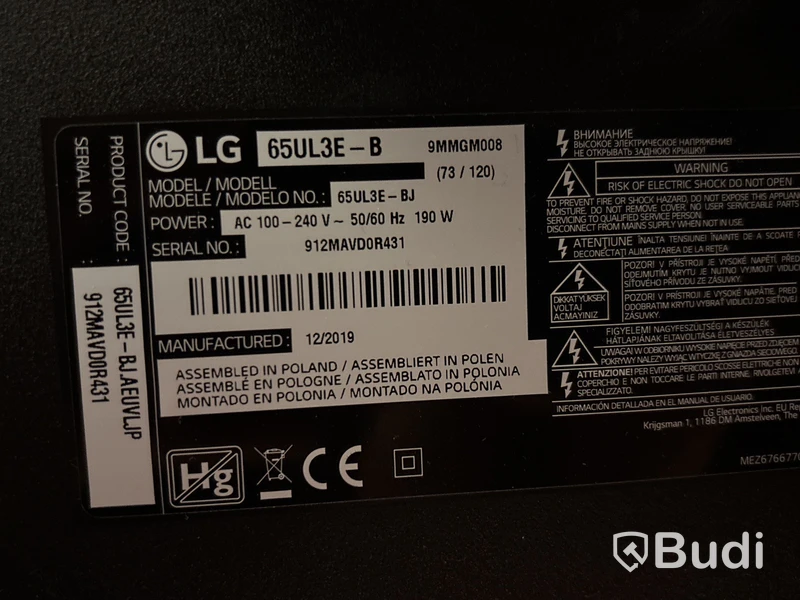 TV LG, 65 tum, 65UL3E-BJ