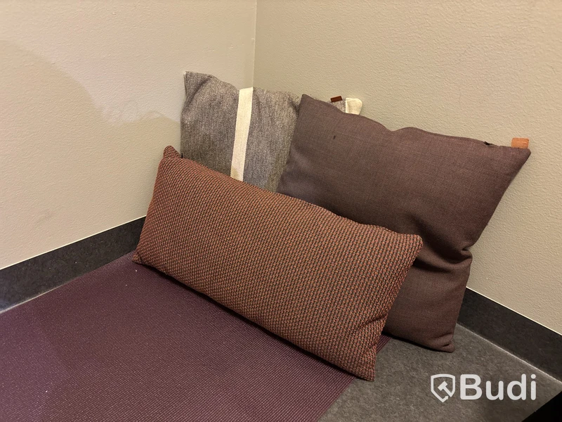 Yogamatta, kuddar, filtar och gosedjur