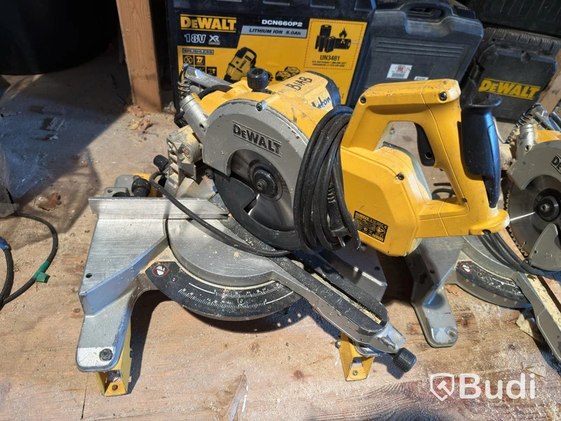 3 DeWalt chop and mitre saws