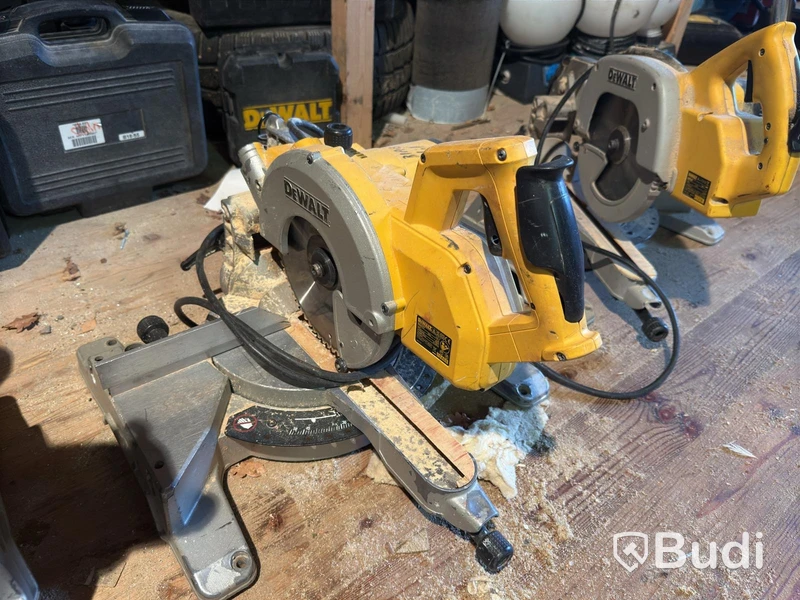 3 DeWalt chop and mitre saws
