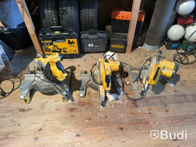 3 DeWalt chop and mitre saws