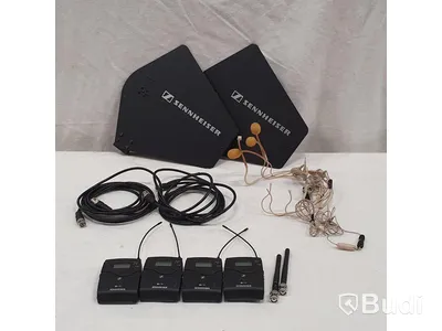 4st Sennheiser ew G4 - Med sändare, JTS CM-204UL headsets, ASA 214 Antenndistro, koaxial kablar & riktantenner, Frekvens: A1 (470-516 MHz)