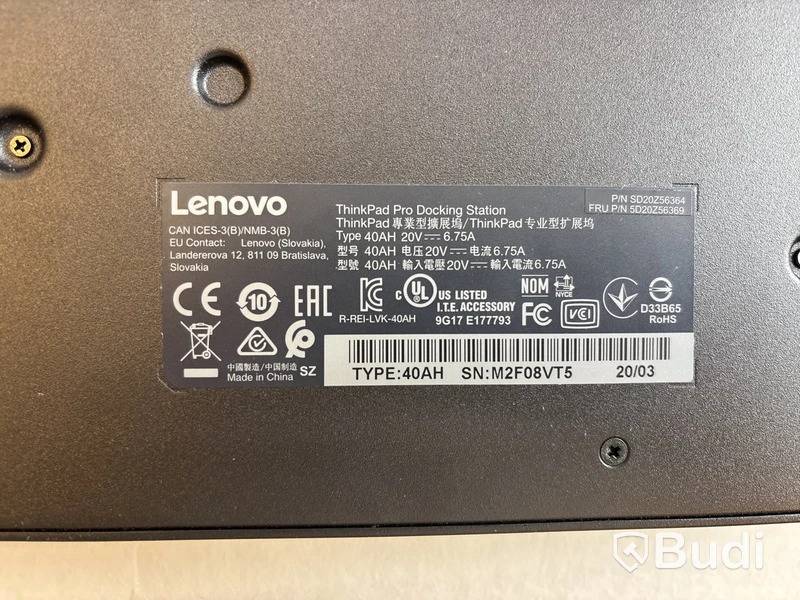 20 st. Dockningsstationer ThinkPad Pro Docking Station - Type 40AH.
