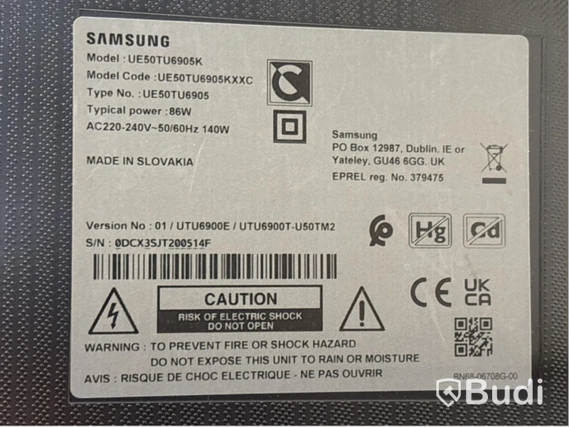 TV-skärm Samsung  UE60TU6905K, 50 tum 4K inkl. TV-ställ på hjul
