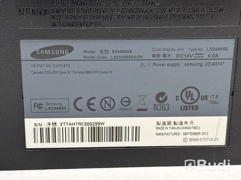 2 st. Datorskärmar Samsung S24A650S och AOC 230LM00025