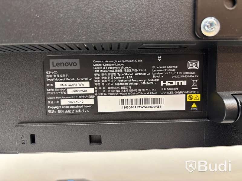2 st. Datorskärmar Lenovo, A21238FG1 inkl. Stativärm