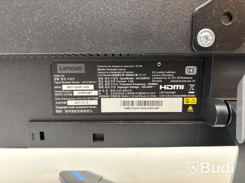 2 st. Datorskärmar Lenovo, A21238FG1 inkl. Stativärm