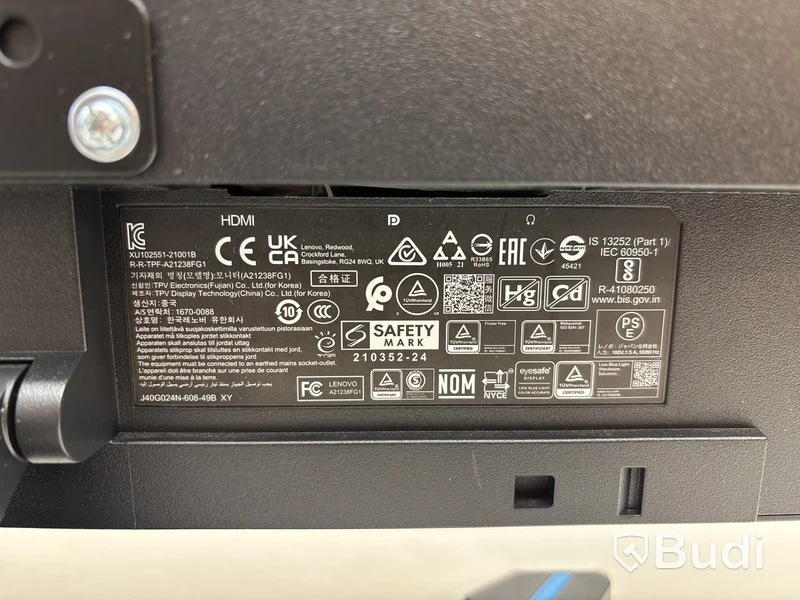 2 st. Datorskärmar Lenovo, A21238FG1 inkl. Stativärm