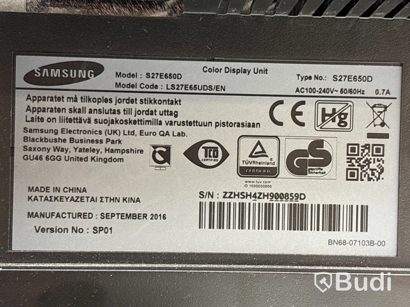 2 st. Datorskärmar Samsung S27E650D, 27 tum och S24C650PL, 24 tum