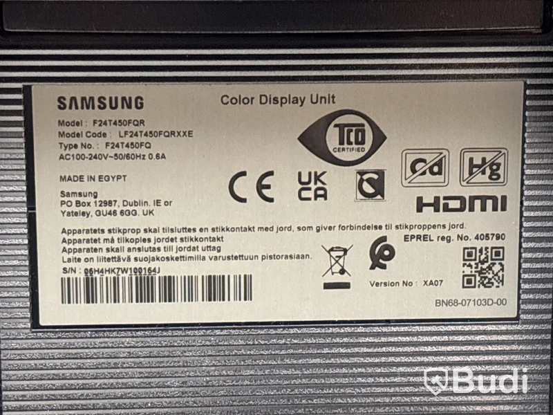 2 st. Datorskärmar, Samsung S24A650S, 24 tum och Samsung F24T450FQR, 24 tum