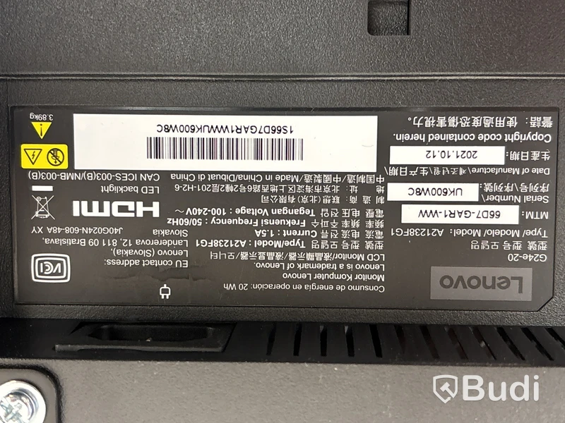 2 st. Datorskärmar, Lenovo G24e-20, 24 tum, inklusive skärmstativ