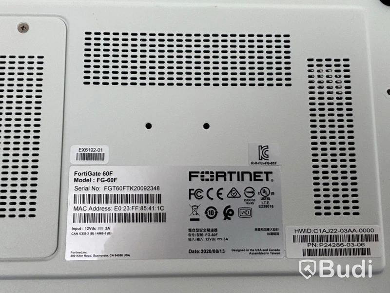 Brandvägg för nätverk Fortinet, FortiGate 60F (FG-60F)