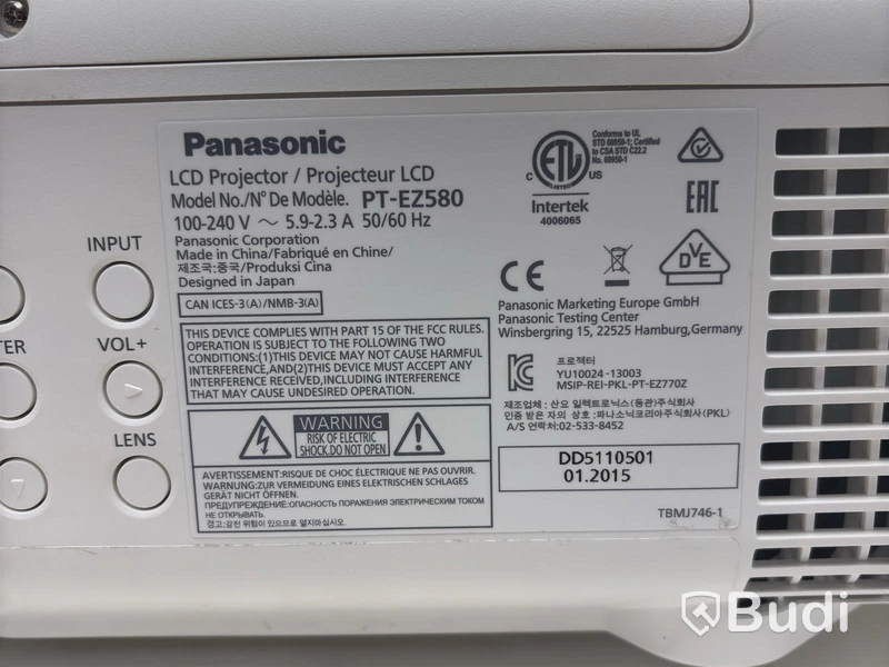 Panasonic projector, PT-EZ580