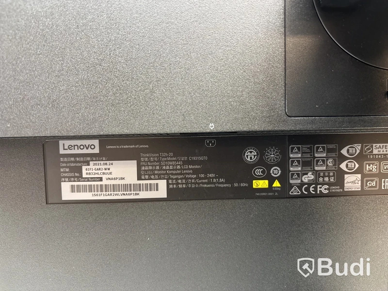 Datorskärm Lenovo ThinVision T32h-20 31,5 tum.