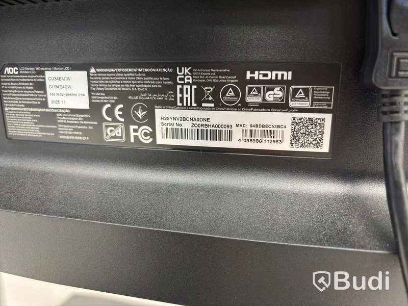 Datorskärm AOC CU34E4CW, 34 tum