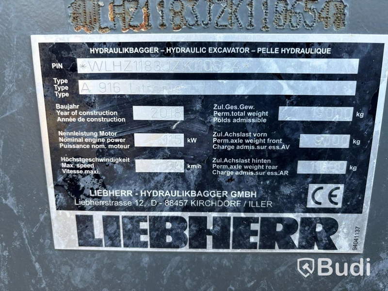 Hjulgrävare Liebherr A 916 Litronic -2018 | Engcon