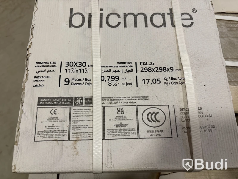 ca 41,5 kvm Kakel Bricmate J33 NORRVANGE LIGHT GREY 30x30 cm, shade J35