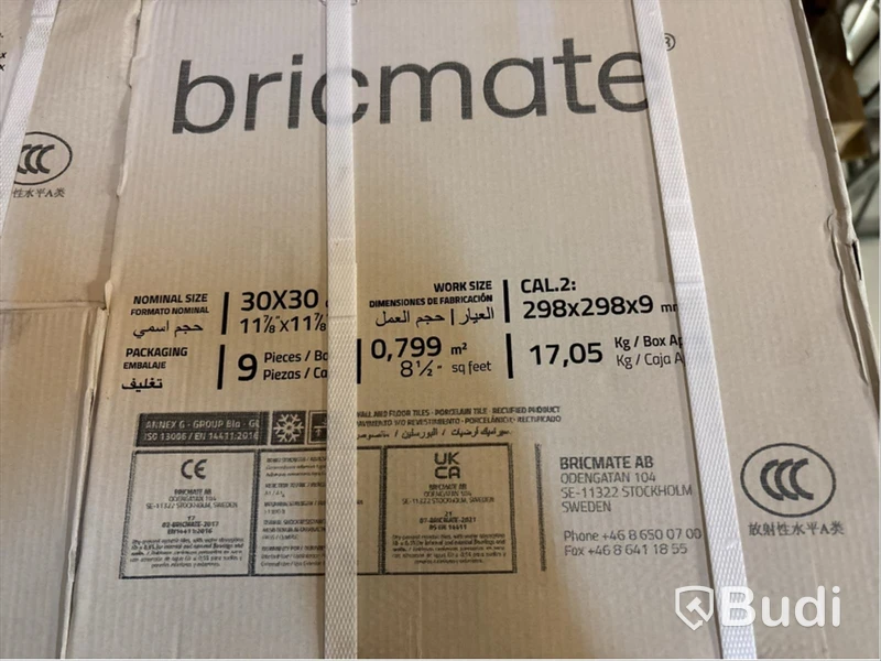 ca 34,35 kvm Kakel Bricmate J33 NORRVANGE LIGHT GREY 30x30 cm, shade J41